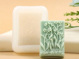 Molde silicona jabon rectangular juncos y flores 